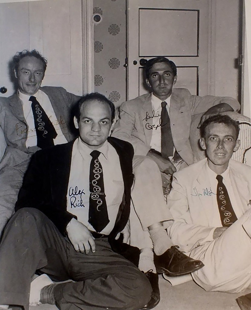 Members of RNA Tie Club relax in Francis Crick's house.